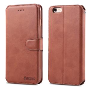 Voor iPhone 6/6s AZNS kalf textuur magnetische horizontale Flip PU lederen draagtas met houder & kaartsleuven & fotolijstjes (bruin)