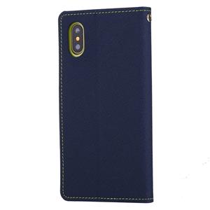 huismerk iPhone X horizontaal Kruis structuur PU leren GOOSPERY FANCY DIARY Flip Hoesje met houder en opbergruimte voor pinpassen & geld (marine blauw)