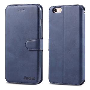 Voor iPhone 6 / 6s AZNS Calf Texture Magnetic Horizontal Flip PU Leather Case met Holder & Card Slots & Photo Frame(Blue)