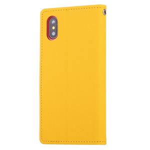 huismerk iPhone X horizontaal Kruis structuur PU leren GOOSPERY FANCY DIARY Flip Hoesje met houder en opbergruimte voor pinpassen & geld (geel)