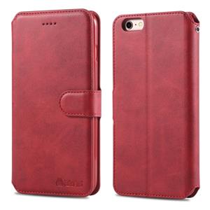 Voor iPhone 6 / 6s AZNS Calf Texture Magnetic Horizontal Flip PU Leather Case met Houder & Card Slots & Photo Frame(Red)