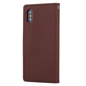 huismerk iPhone X horizontaal Kruis structuur PU leren GOOSPERY FANCY DIARY Flip Hoesje met houder en opbergruimte voor pinpassen & geld (bruin)