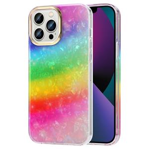 huismerk Galvaniseren Shell Textuur Telefoon Case voor iPhone 13 Pro Max (Rainbow Y2)