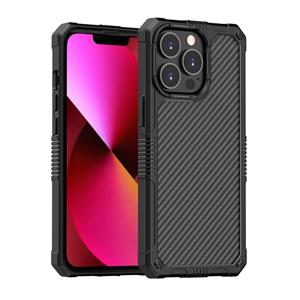 huismerk Koolstofvezel textuur pc + TPU schokbestendige telefooncase voor iPhone 13 mini / 12 mini