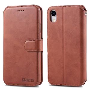 Voor iPhone XR AZNS Calf Texture Magnetic Horizontal Horizontal Flip PU Leather Case met Holder & Card Slots & Photo Frame(Brown)