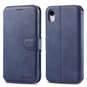 Voor iPhone XR AZNS Calf Texture Magnetic Horizontal Horizontal Flip PU Leather Case met Holder & Card Slots & Photo Frame(Blue)