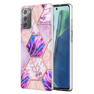 huismerk For Samsung Galaxy Note20 Electroplating Splicing Marble TPU Phone Case(Light Purple)