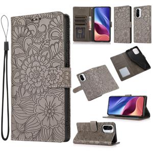 huismerk Voor Xiaomi Redmi K40 / K40 PRO / POCO F3 Skin Feel Reliëf Zonnebloem Horizontale Flip Lederen Case Met Houder & Card Slots & Wallet & Lanyard