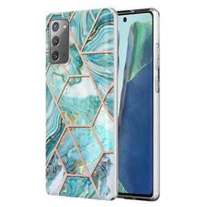 huismerk Voor Samsung Galaxy Note20 Electroplating Splicing Marble TPU Telefoonhoes