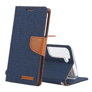 Voor Samsung Galaxy S22 5G Goospery Canvas Diary Canvas Texture Lederen Telefoonhoes (Donkerblauw)