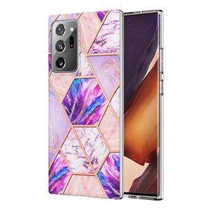 huismerk For Samsung Galaxy Note20 Ultra Electroplating Splicing Marble TPU Phone Case(Light Purple)