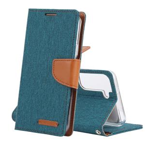 goospery Voor Samsung Galaxy S22 + 5G Goosspery Canvas Diary Canvas Textuur Lederen Telefoonhoes (Dark Green)