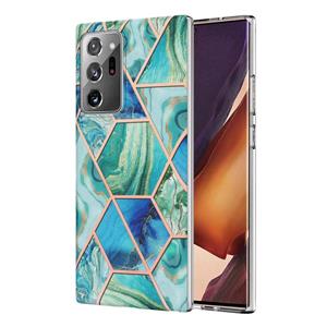 huismerk Voor Samsung Galaxy Note20 Ultra Electroplating Splicing Marble TPU Telefoonhoes