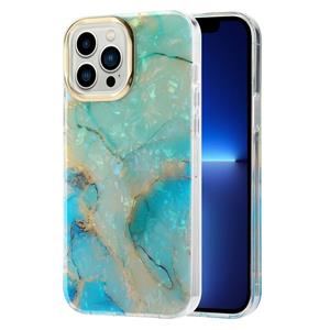 huismerk Electroplating Shell Texture Marmeren Telefoonhoes voor iPhone 13 Pro (Groen B1)