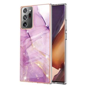 huismerk Voor Samsung Galaxy Note20 Ultra Electroplating Marble IMD TPU Telefoonhoes (Purple 001)