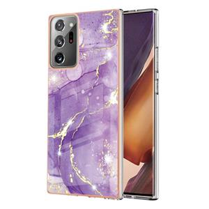 huismerk Voor Samsung Galaxy Note20 Ultra Electroplating Marble IMD TPU Telefoonhoes (Purple 002)