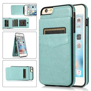 huismerk Solid Color PC + TPU beschermhoes met houder en kaartsleuven voor iPhone 6 (groen)