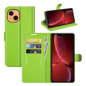 huismerk For iPhone 13 Litchi Texture Horizontal Flip Protective Case with Holder & Card Slots & Wallet(Green)