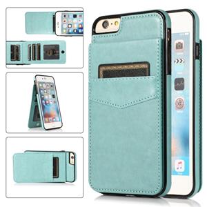 huismerk Solid Color PC + TPU beschermhoes met houder en kaartsleuven voor iPhone 6 Plus (groen)