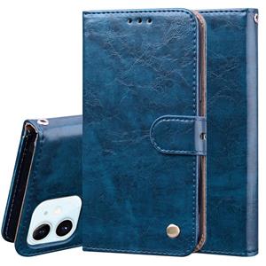 huismerk Business Style Olie Wax Textuur Horizontale Flip Lederen case met houder & kaartslots & portemonnee voor iPhone 12 mini(Blauw)