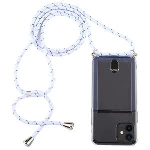 huismerk Voor iPhone 12 Transparante TPU beschermhoes met Lanyard & Card Slot (Transparant)