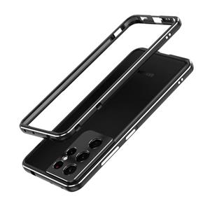 huismerk Voor Samsung Galaxy S21 Ultra Aurora -serie Lens Protector + Metal Frame Protective Phone Case (zwart zilver)