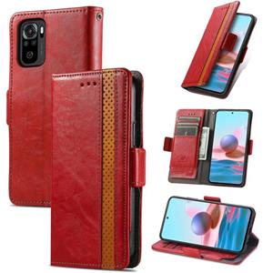 huismerk Voor Xiaomi Redmi Note 10 Caseneo Business Splicing Dual Magnetic Buckle Horizontale Flip PU Lederen Case met Houder & Card Slots & Portemonnee