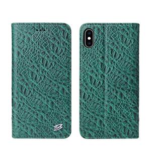 huismerk Voor iPhone X/XS krokodil textuur PC + TPU horizontale Flip lederen draagtas met houder & kaartsleuven & portemonnee (groen)