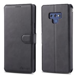 Voor Galaxy Note 9 AZNS kalf textuur magnetische horizontale Flip PU lederen draagtas met houder & kaartsleuven & fotolijstjes (zwart)