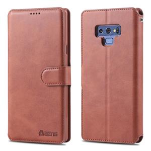 Voor Galaxy Note 9 AZNS kalf textuur magnetische horizontale Flip PU lederen draagtas met houder & kaartsleuven & fotolijstjes (bruin)