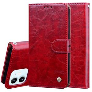 huismerk Business Style Olie Wax Textuur Horizontale Flip Lederen case met houder & kaartslots & portemonnee voor iPhone 12 mini(Rood)