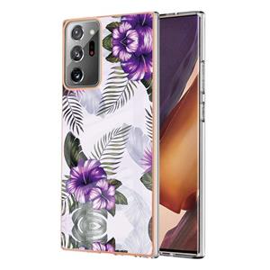 huismerk Voor Samsung Galaxy Note20 Ultra Electroplating IMD TPU Telefoonhoes (Purple Flower)