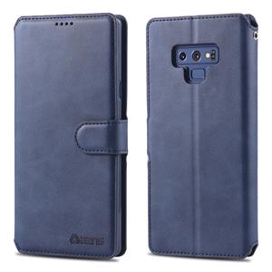 Voor Galaxy Note 9 AZNS kalf textuur magnetische horizontale Flip PU lederen draagtas met houder & kaartsleuven & fotolijstjes (blauw)