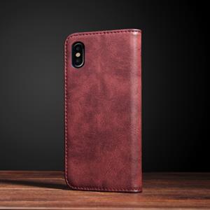 huismerk iPhone X horizontaal Brons structuur PU leren Flip Hoesje met beschermende voering houder en opbergruimte voor pinpas (rood)