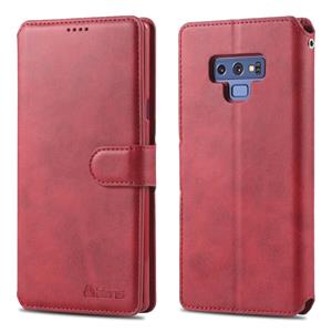 Voor Galaxy Note 9 AZNS kalf textuur magnetische horizontale Flip PU lederen draagtas met houder & kaartsleuven & fotolijstjes (rood)