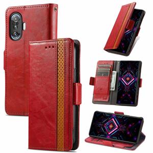 huismerk Voor Xiaomi Redmi K40 Gaming Caseneo Business Splicing Dual Magnetic Buckle Horizontale Flip PU Lederen Case met Houder & Card Slots & Portemonnee