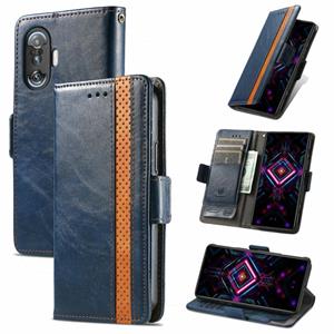 huismerk Voor Xiaomi Redmi K40 Gaming CaseNeo Business Splicing Dual Magnetic Buckle Horizontale Flip PU Lederen Case met houder Kaart Slots & Portemonnee (B