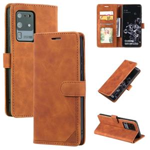 huismerk Voor Samsung Galaxy S20 Ultra Skin Feel Anti-Diefstal Borstel Horizontale Flip Leren Telefoonhoes (Bruin)