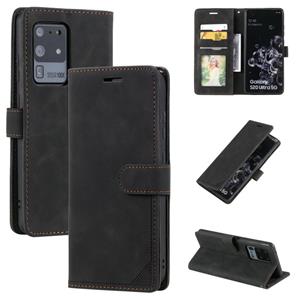 huismerk Voor Samsung Galaxy S20 Ultra Skin Feel Anti-Diefstal Borstel Horizontale Flip Leren Telefoonhoes (Zwart)