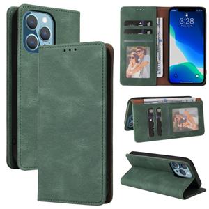 huismerk Simple Suction Closure Horizontal Flip Leather Case with Holder & Card Slot & Wallet For iPhone 13 Pro(Green)