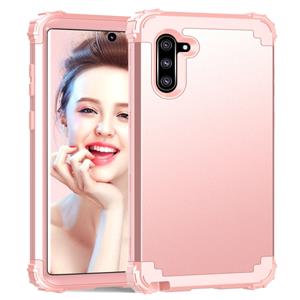 huismerk PC + siliconen driedelige anti-drop bescherming case voor Galaxy Note10 (Rose goud)