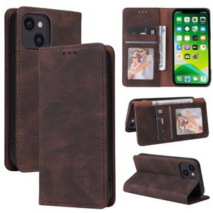 huismerk Simple Suction Closure Horizontal Flip Leather Case with Holder & Card Slot & Wallet For iPhone 13(Brown)