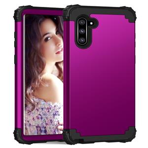 huismerk PC + siliconen driedelige anti-drop beschermhoes voor Galaxy Note10 (Dark Purple)