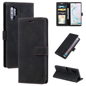 huismerk Voor Samsung Galaxy Note10 + Skin Feel Anti-Diefstal Borstel Horizontale Flip Leren Telefoonhoesje (Zwart)