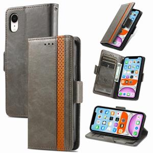 huismerk Caseneo Business Splicing Dual Magnetic Buckle Horizontale Flip PU Lederen Case met Houder & Card Slots & Portemonnee voor iPhone XR