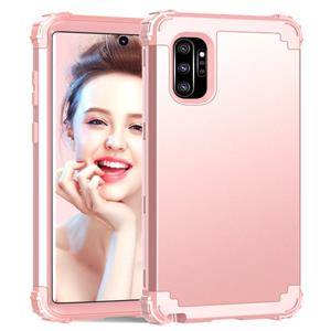 huismerk PC + silicone driedelige anti-drop beschermhoes voor Galaxy Note10 + (Rose Gold)