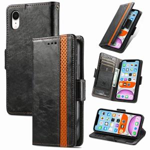 huismerk Caseo Business Splicing Dual Magnetic Buckle Horizontale Flip PU Lederen Case met Houder & Card Slots & Portemonnee voor iPhone XR