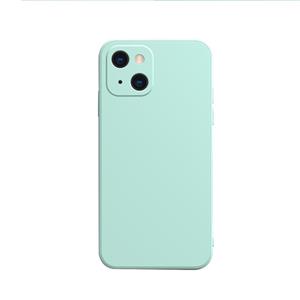 huismerk Effen kleur kubus rechte rand vloeibare siliconen voering flanel case voor iphone 13