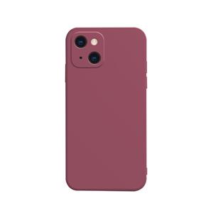 huismerk Effen kleur kubus rechte rand vloeibare siliconen voering flanel case voor iphone 13