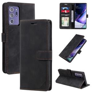 huismerk Voor Samsung Galaxy Note20 Ultra Skin Feel Anti-Diefstal Borstel Horizontale Flip Leren Telefoonhoesje (Zwart)